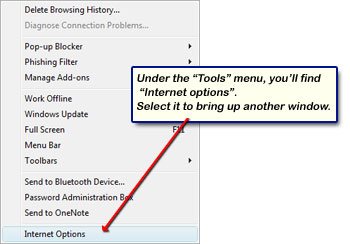 The Internet Explorer Tools menu