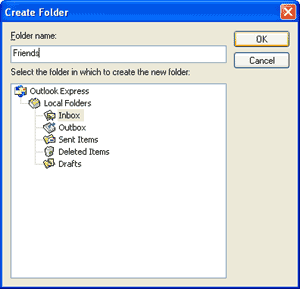 Creating a new folder under the inbox