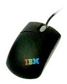 An IBM mouse with a scroll wheel that can be used to change the font sizes of web page text