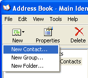 Adding your contact details as a new contact in the Outlook Express Address Book