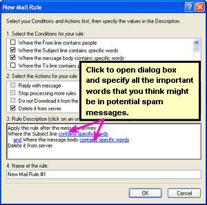 Configuring Outlook Express message rules to stop spam