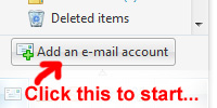Windows Live Mail Add email account button