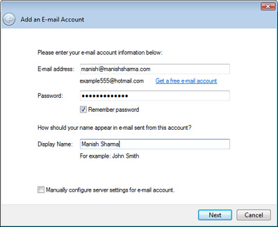 Add and setup a new email account on Windows Live Mail email client