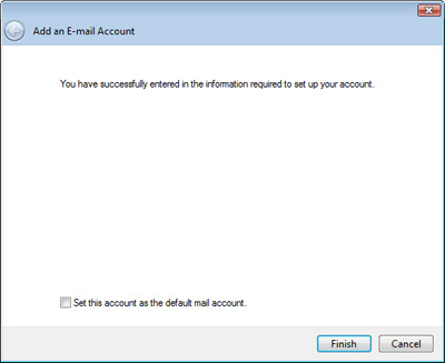The final screen of the Windows Live Mail setup process