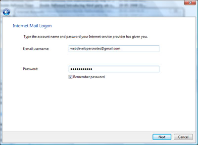 Enter Gmail email address and password to configure the account