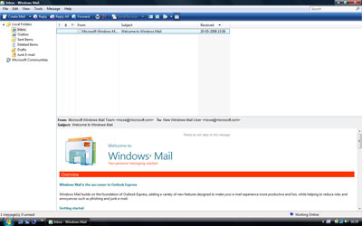 Windows Mail or Outlook Express 7 - the very first look
