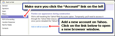 Add a new account to the existing one to change Yahoo email address