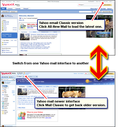 Check your Yahoo email in either of the two interface versions - Mail Classic and All-New Mail