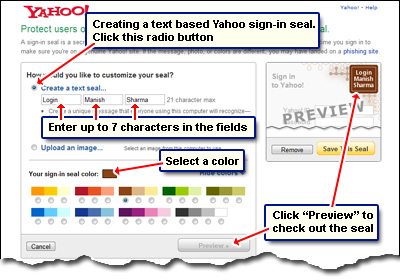 Create a text-based sign-in seal for your Yahoo account