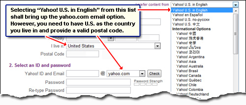 Get the yahoo.com email address option when you sign up for a new account