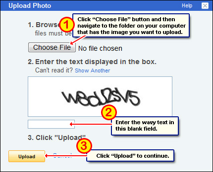 Steps for upload a photo to your Yahoo profile