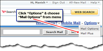 The Mail Options in Yahoo Classic interface
