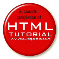 Badge for successfully completeing the HTML tutorial on this website