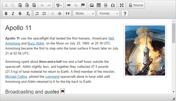 CKEditor text editor screenshot