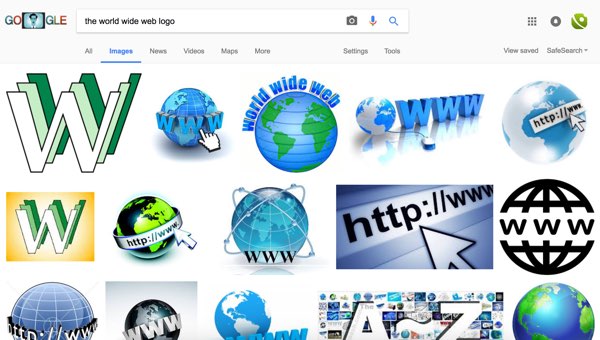 Google Image search for the World Wide Web logo