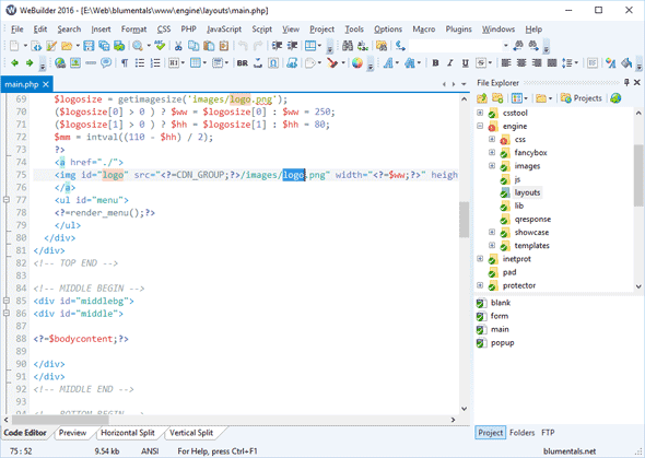 WeBuilder text editor screenshot