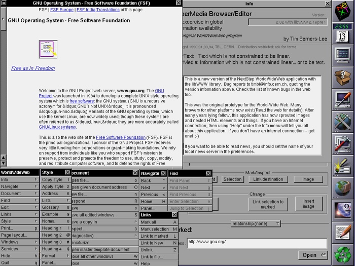 Screenshot of WorldWideWeb, the world's first web browser