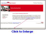 Bank phishing scam example - click to enlarge