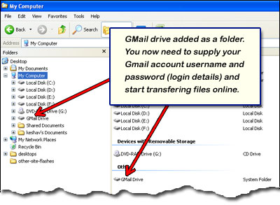 GMail Drive now added to the Windows Explorer
