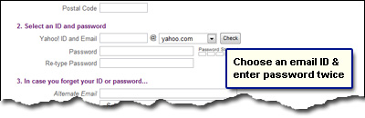 Make a Yahoo email address by choosing an ID and entering a password