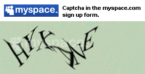 Captcha from the myspace.com sign up form