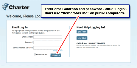 The Charter email login page - sign in with your username and password and access your account
