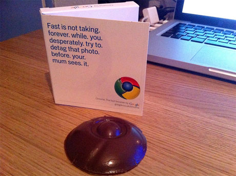 Chrome web browser logo made from chocolate