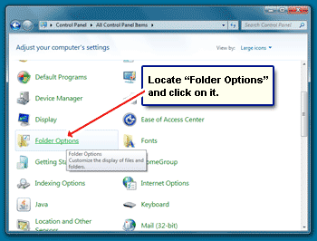 The Folder Option in Windows 7 Control Panel