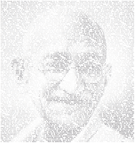 Gandhi text portrait (photo) using his famous quotes generated with MakeASCII