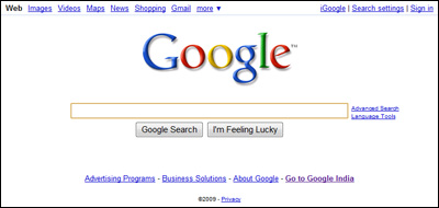 Screenshot of the Google.com page