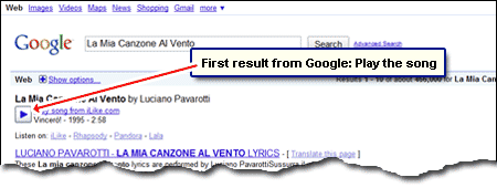 The first result in Google for La Mia Canzone Al Vento is an option to play the song from iLike.com