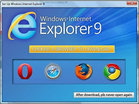 Internet Explorer 9 set up screen - funny image