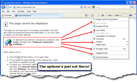 Option just not there in Internet Explorer