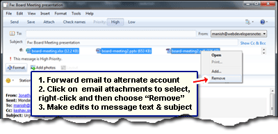 How to remove email attachment and save the message in .eml format
