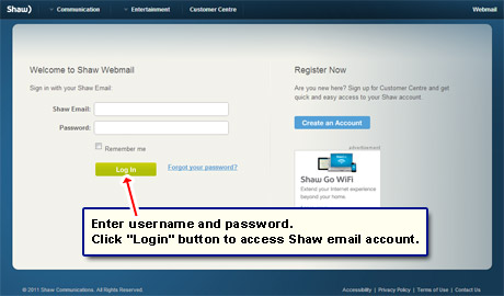 Access your account through the Shaw email login page