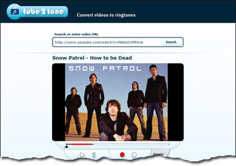 Making Snow Patrol's 'How To Be Dead' ring tone for the iPhone via tube2tone.com service