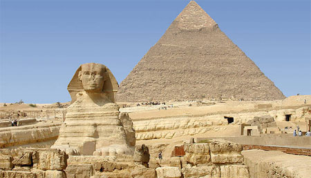 The Sphinx and the great pyramid and Cheops