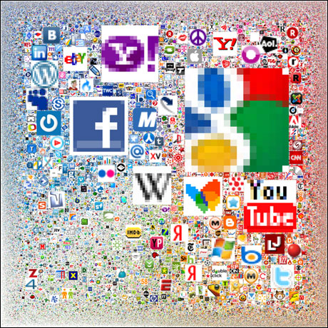 Most popular websites int eh world - a collage made from favicons