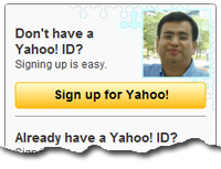 A personalized Yahoo login page with my photograph being used as the sign in seal