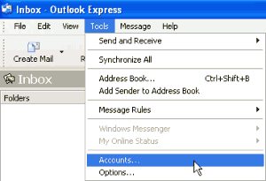 Listing all the email accounts in Outlook Express email client