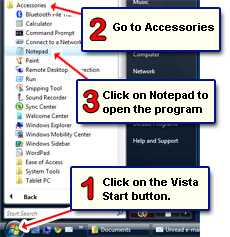 Maak een bureaubladpictogram weergeven met Kladblok voor Windows Vista-computer