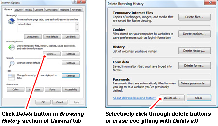 How to manually delete the Internet Explorer browsing history
