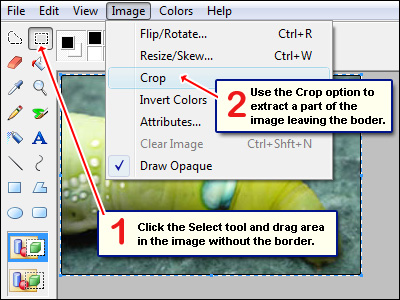 How to remove a border from an image using MS Paint
