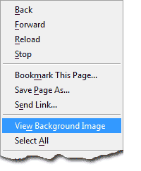 The menu option to save a background image of a web page in Firefox
