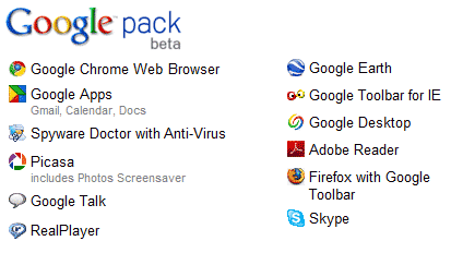 Google software list - all programs in the Pack