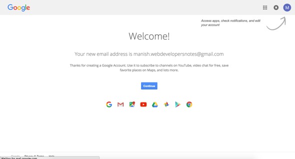 Your Google account has been created