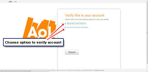 Options to verify your AOL email account