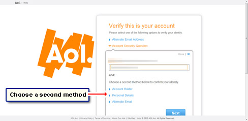 Choose a second verification method