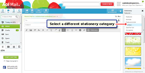 Select an email stationery category