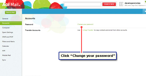 Click Change your password link